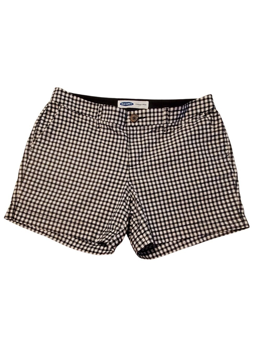 Old Navy Everyday Shorts Black & White Gingham Mid-Rise Chino Shorts Size 6